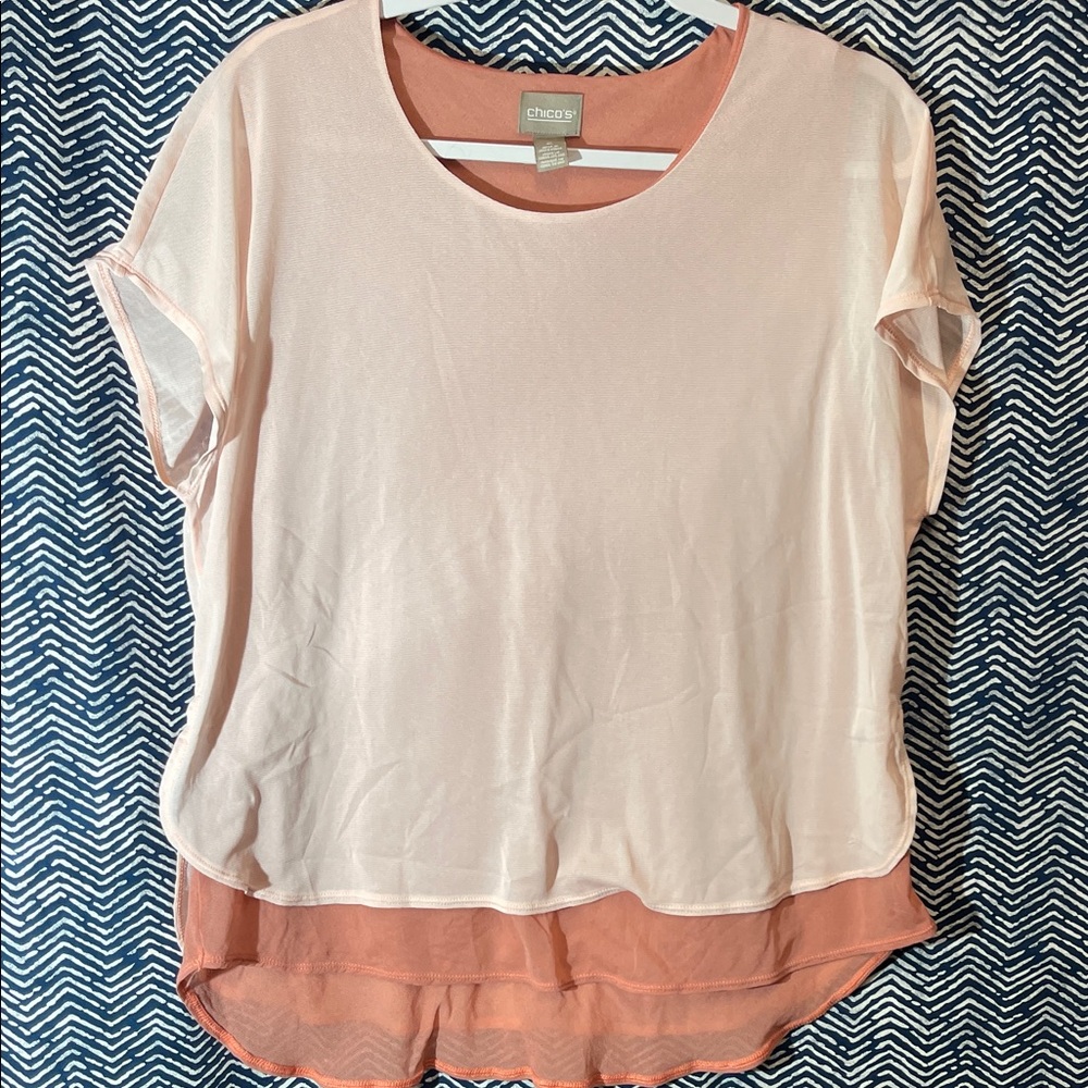 Chico's Blush and Coral Layered Blouse